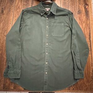 Eddie Bauer Men's Dark Green Casual Button Down Shirt size: TL